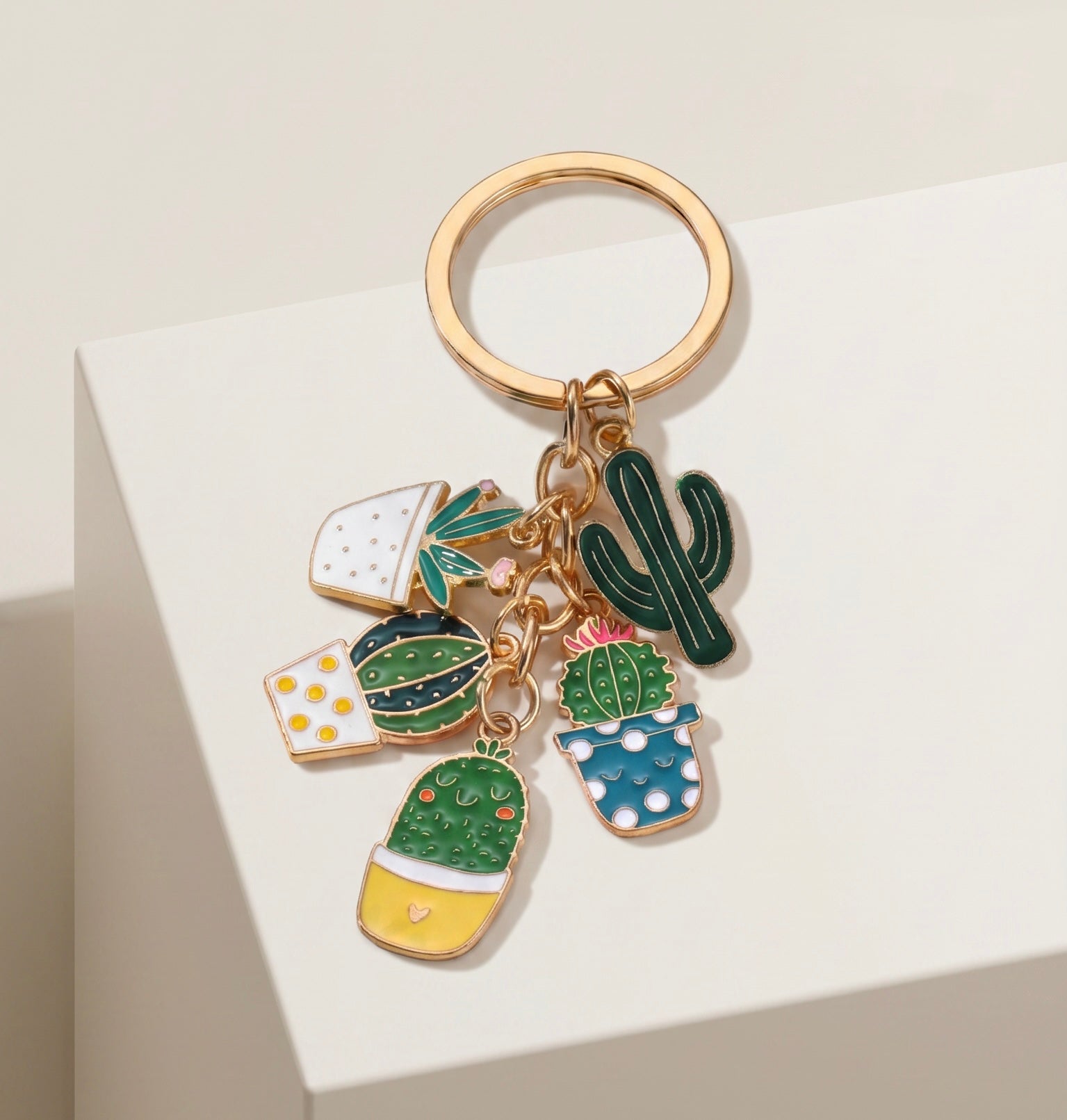 Cactus Enamel Keychain