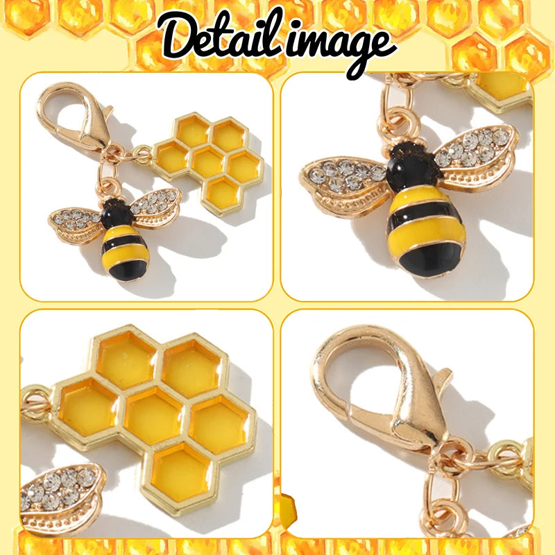 Cute Bee Honeycomb Keychain