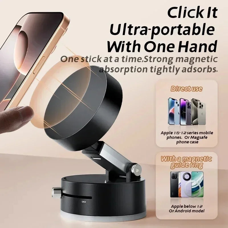 Mini Magnetic Suction Phone Holder – Double-Sided Vacuum Mount for iPhone, Android