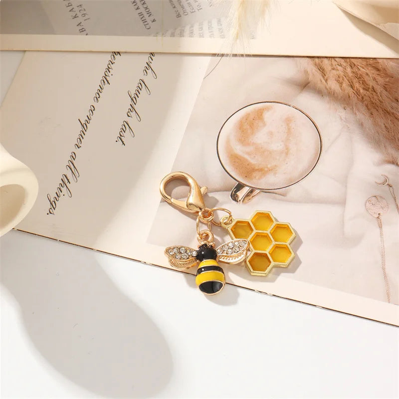 Cute Bee Honeycomb Keychain