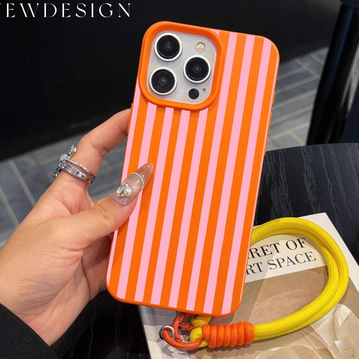 Striped Phone Case with Lanyard For iPhone