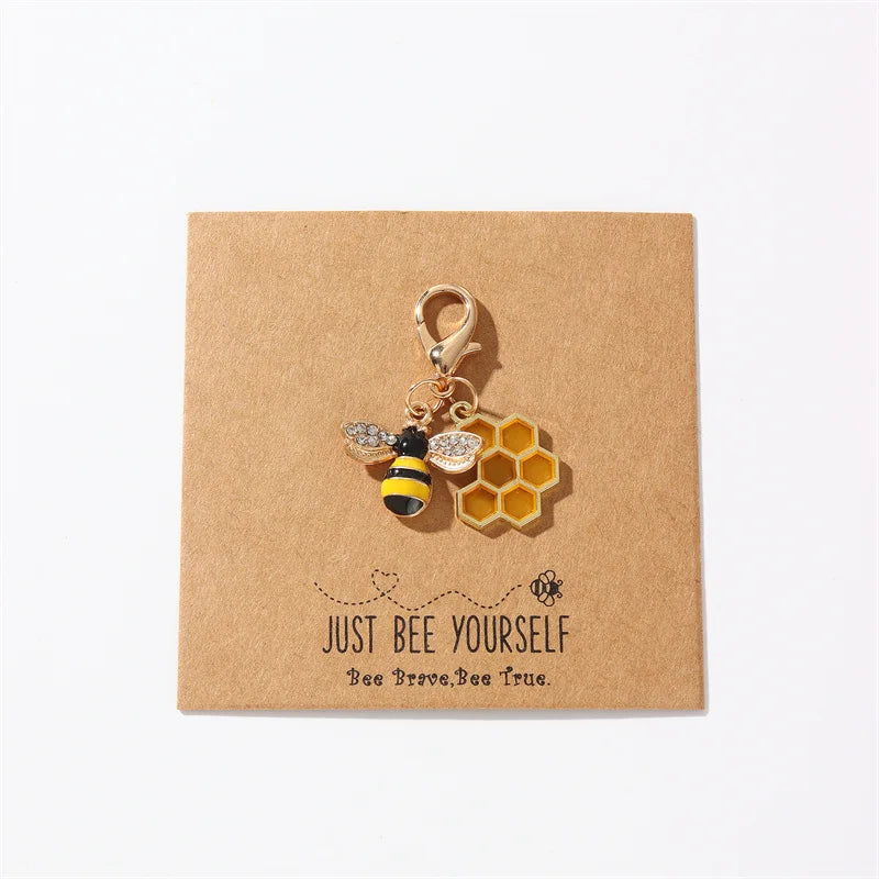 Cute Bee Honeycomb Keychain