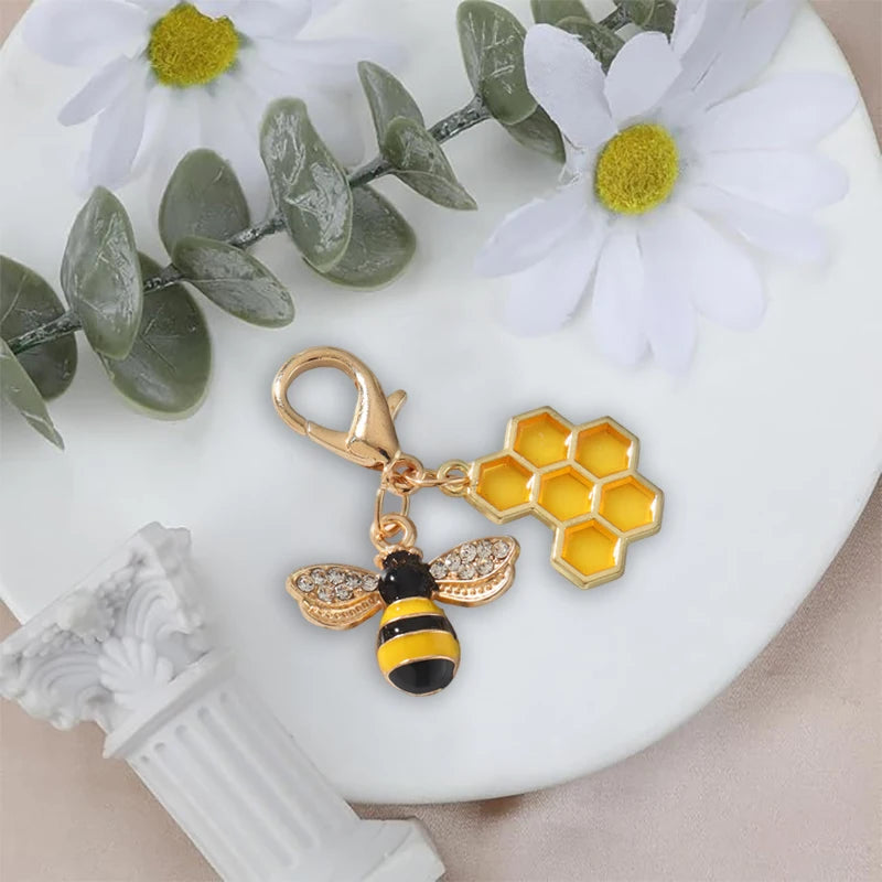 Cute Bee Honeycomb Keychain